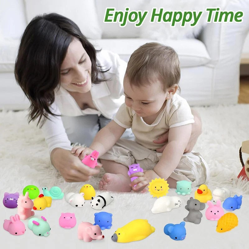 Set 50 Jucarii Squishy Mochi – Antistres, Silicon Moale, Forme si Culori Diverse 4