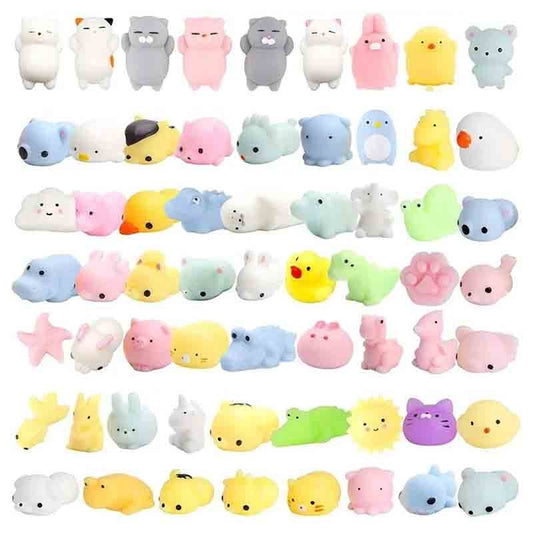 Set 50 Jucarii Squishy Mochi – Antistres, Silicon Moale, Forme si Culori Diverse 1