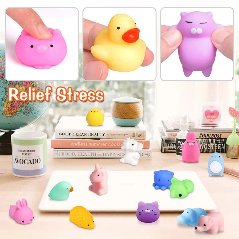 Set 50 Jucarii Squishy Mochi – Antistres, Silicon Moale, Forme si Culori Diverse 2